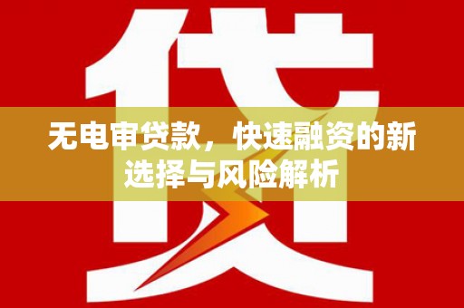 玉田无电审贷款，快速融资的新选择与风险解析