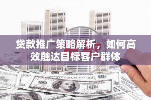 玉田贷款推广策略解析，如何高效触达目标客户群体