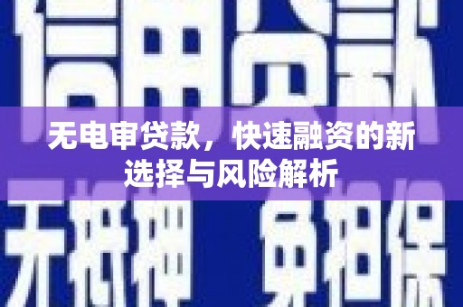 玉田无电审贷款，快速融资的新选择与风险解析