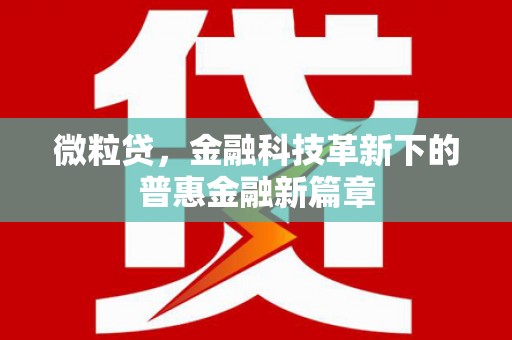 玉田微粒贷，金融科技革新下的普惠金融新篇章