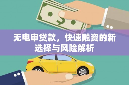 玉田无电审贷款，快速融资的新选择与风险解析