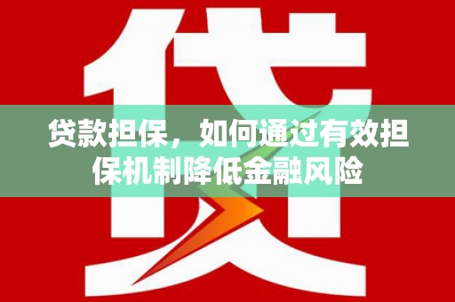 玉田贷款担保，如何通过有效担保机制降低金融风险