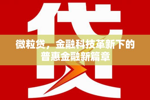 玉田微粒贷，金融科技革新下的普惠金融新篇章